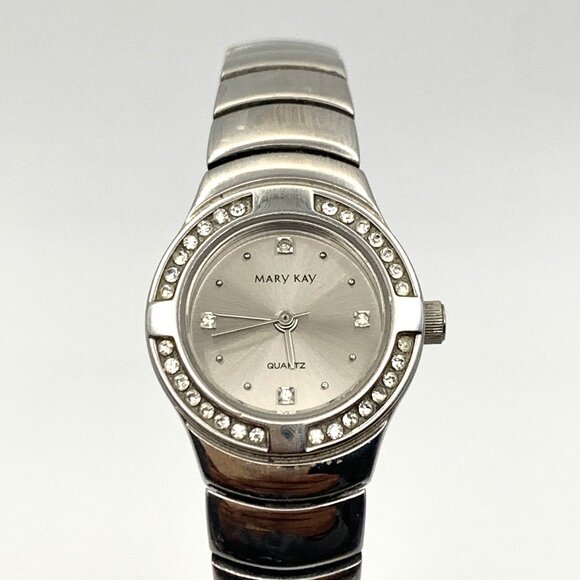 Mary Kay Accessories - Mary Kay Silver Tone Watch Crystal Bezel 6.5" Wrist New Battery